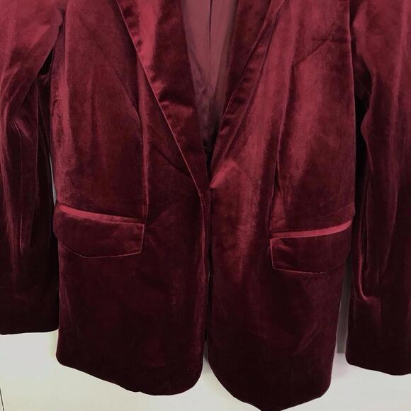 Blank NYC Blazer Womens M Velvet Burgundy One Button Holiday Formal Soft - Picture 9 of 11